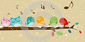 Birds singing on the branch