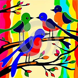 Birds sitting on branch