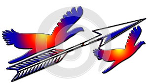 Birds texture flying with arrow