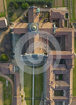 Birds view of the Certosa di Pavia