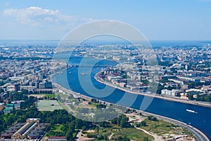 Birdseye view of Neva river