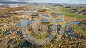 A birdseyeview of a landscape dotted with craters from hailstones a reminder of the intensity of the storm photo