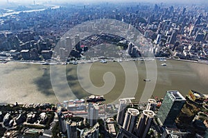 Birdview of shanghai city from top of shanghai tower