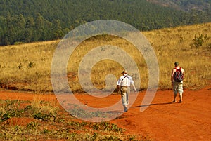 Birdwatchers trekking in South Africa photo