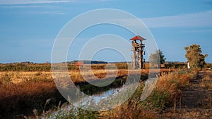 Birdwatching observation tower, Hortobagy National Park. Hungary