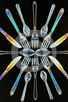 Birefringence cutlery polarised photo