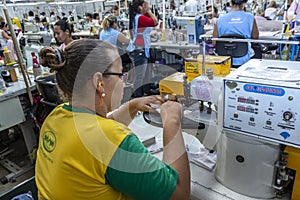 Production line children`s shoes industry in Birigui, Sao Paulo state