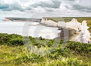 Birling Gap and Seven Sisters cliffs in East Sussex, England