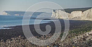 Birling Gap - white cliffs on a sunny day.