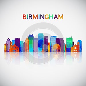 Birmingham, Alabama USA skyline silhouette in colorful geometric style.