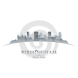 Birmingham England city skyline silhouette white background