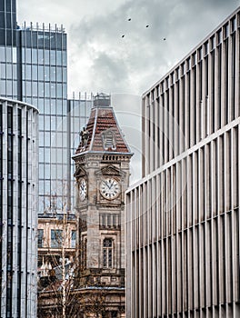 Birmingham England UK Victoria Square Clock Tower  Council House historical building in city centre lockdown dramatic sky storm