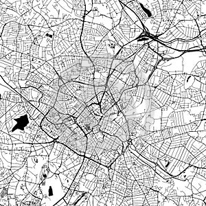 Birmingham, UK, Downtown Vector Map