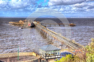 Birnbeck Pier Weston-super-Mare Somerset England in colourful HDR