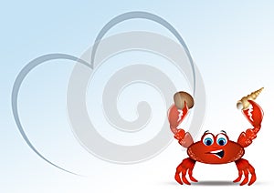 Birth announcement card for baby boy with crab