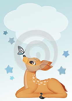 birth announcement card for baby boy with deer