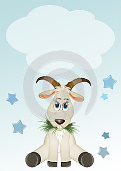 Birth announcement card for baby boy with goat