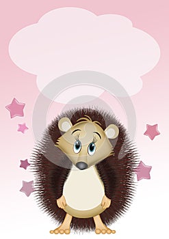 Birth announcement card for baby girl with porcupine