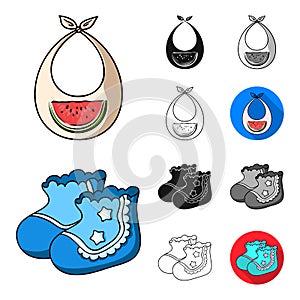 Birth of a baby cartoon,black,flat,monochrome,outline icons in set collection for design. Newborn and accessories vector