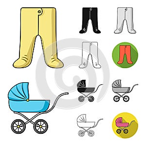 Birth of a baby cartoon,black,flat,monochrome,outline icons in set collection for design. Newborn and accessories vector