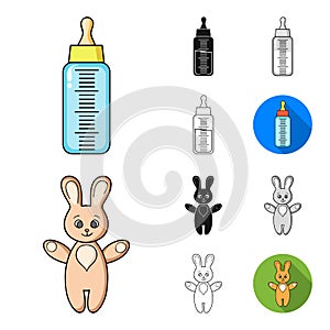 Birth of a baby cartoon,black,flat,monochrome,outline icons in set collection for design. Newborn and accessories vector