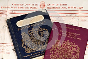 Birth certificate and British passports