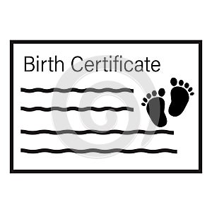 Birth Certificate icon. Cute birth certificate sign. Puppy Birth Certificate symbol. flat style