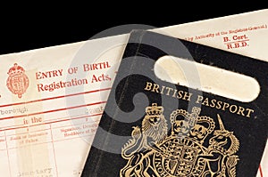 Birth certificate and passport