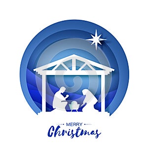 Birth of Christ. Baby Jesus in the manger. Holy Family. Magi. Star of Bethlehem - east comet. Nativity Christmas design