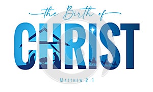 The birth of Christ elegant lettering typography