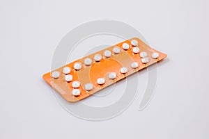 Birth control pill .oral contraception concept .education