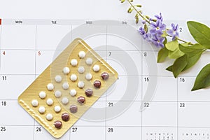 Birth control pills oral contraceptives for woman photo
