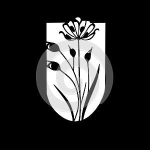 Birth flower - black and white vector illustration photo