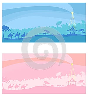 Birth of Jesus in Bethlehem - set of banners