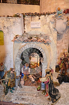Birth of Jesus in the manger in a typical italian Presepe