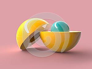 Birth of New - 3D Concept Image with Balls - Elegant Abstract Graphic Design Symbol