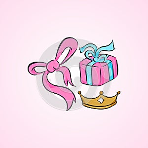 Birthda gift and gift ribbon ribbon collection set illustration vector