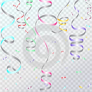 Birthday Background with colorful serpantine and Confetti