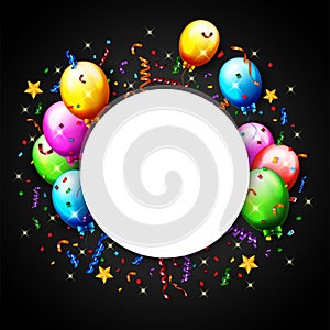 Birthday Balloon With Confetti Background