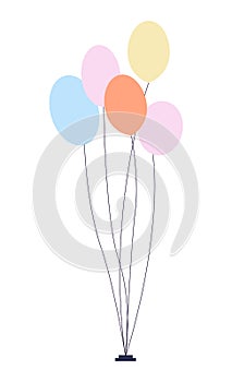 Birthday balloons greeting element flat style. Bundle of colorful balloons like a flower bouquet