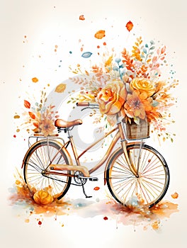 Birthday Bike - A Watercolor Painting Of A Bicycle With Flowers