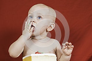 Birthday Boy Eating Cake