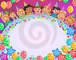 Birthday bright frame cute kids