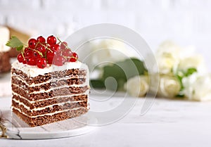 birthday cake with berries and macarons