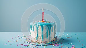 The Birthday Cake with Candle.AI generated image