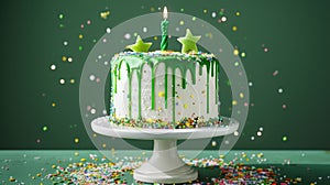 The Birthday Cake with Candle.AI generated image
