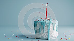 The Birthday Cake with Candle.AI generated image