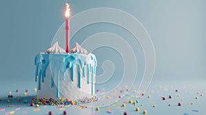 The birthday cake with candle.AI generated image