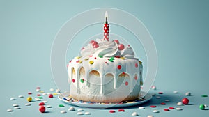 The birthday cake with candle.AI generated image