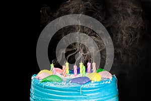 Birthday cake candle smoke